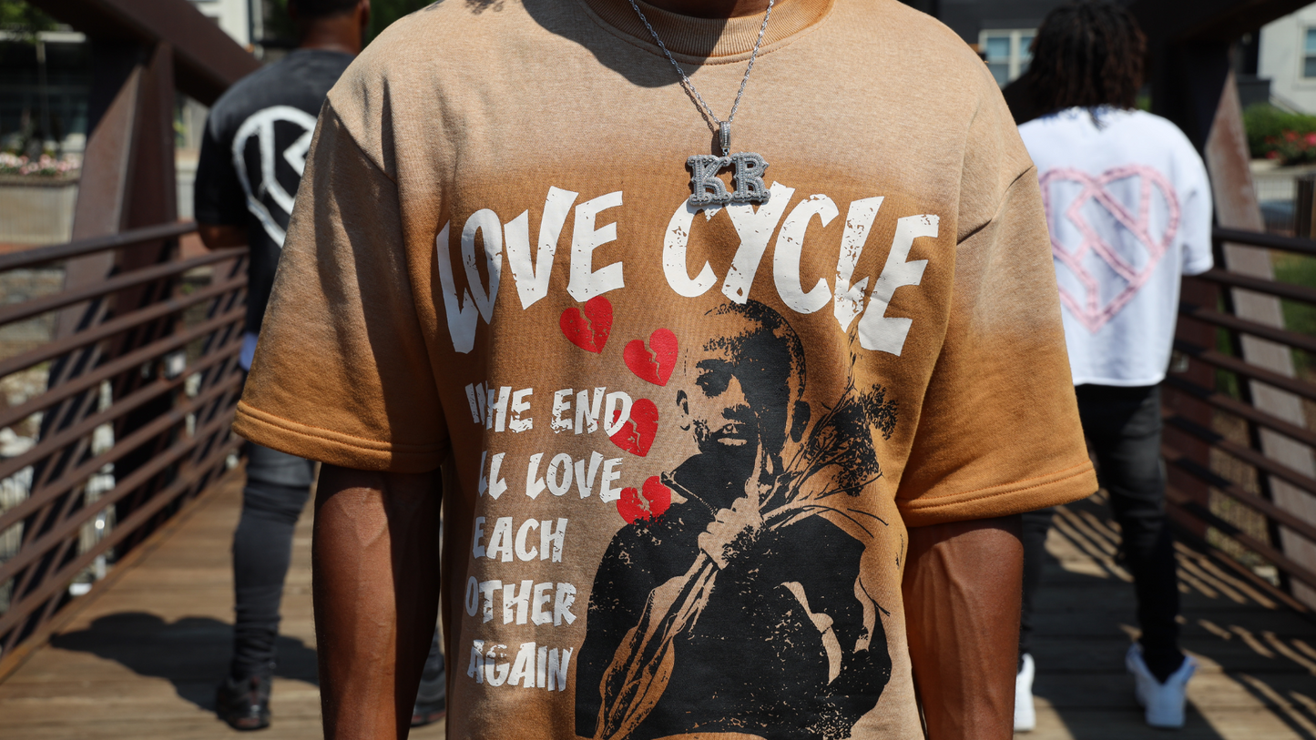 LOVE CYCLE CROPPED TEE "BROWN"