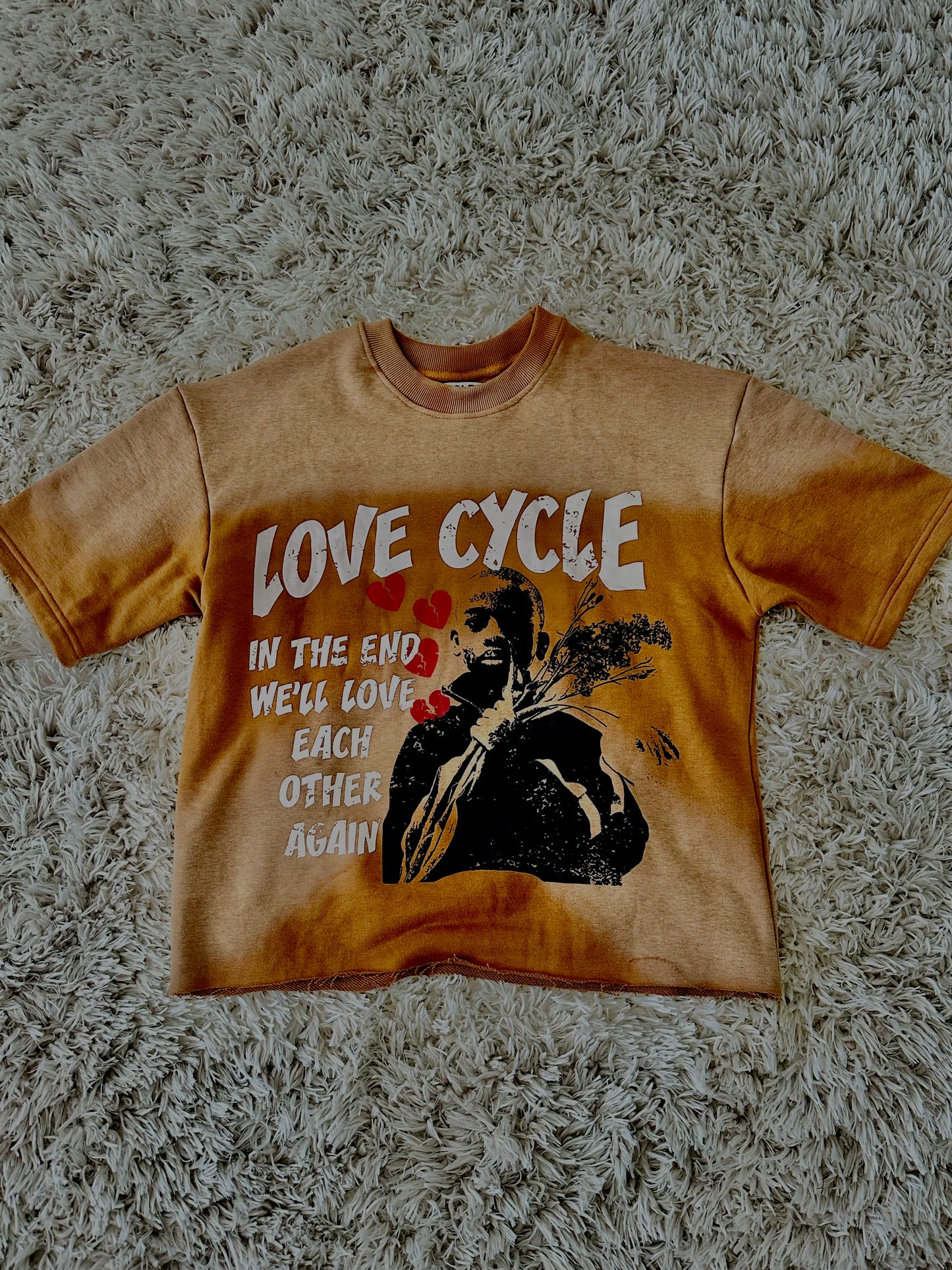 LOVE CYCLE CROPPED TEE "BROWN"